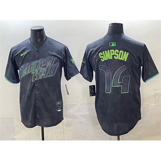 Men's Tampa Bay Rays #14 Chandler Simpson Charcoal 2024 City Connect Limited Stitched Baseball Jersey