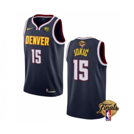 Men's Denver Nuggets #15 Nikola Jokic Navy 2023 Finals Icon Edition Stitched Basketball Jersey - Ujersey