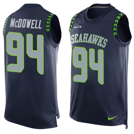 Men's Nike Seattle Seahawks #94 Malik McDowell Limited Steel Blue Player Name & Number Tank Top NFL Jersey - Ujersey