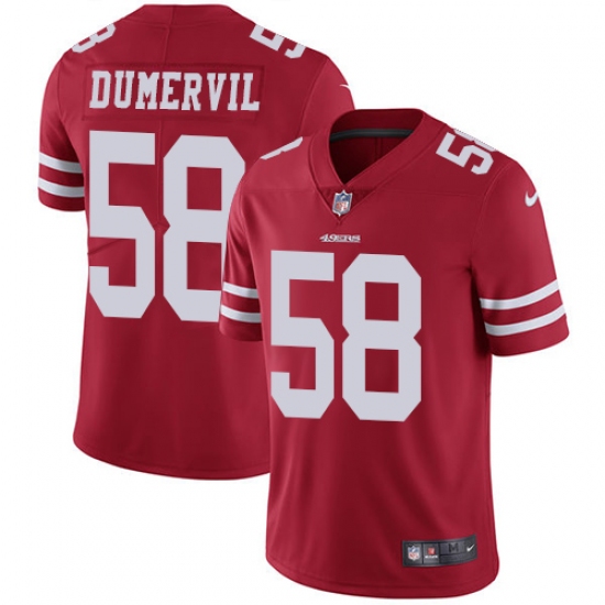 Men's Nike San Francisco 49ers #58 Elvis Dumervil Red Team Color Vapor Untouchable Limited Player NFL Jersey - Ujersey