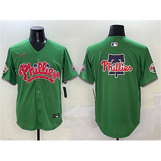Men's Philadelphia Phillies Team Big Logo Green Phanatic Limited Stitched Jersey - Ujersey