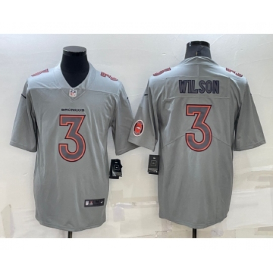 Men's Denver Broncos #3 Russell Wilson LOGO Grey Atmosphere Fashion 2022 Vapor Untouchable Stitched Limited Jersey - Ujersey