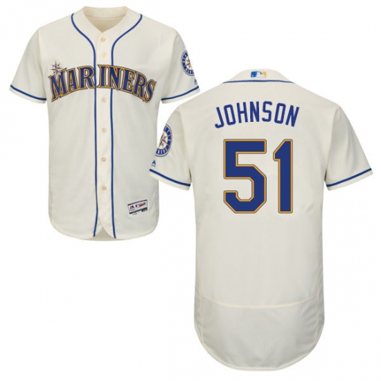 Men's Majestic Seattle Mariners #51 Randy Johnson Cream Alternate Flex Base Authentic Collection MLB Jersey - Ujersey