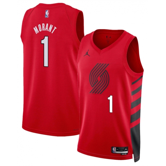 Men's Portland Trail Blazers #1 Ja Morant Red 2026 Statement Edition Stitched Basketball Jersey - Ujersey