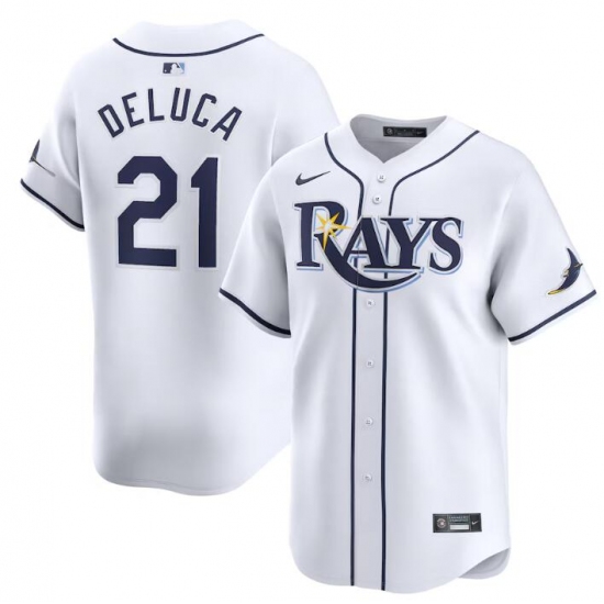 Men's Tampa Bay Rays #21 Jonny DeLuca White Home Limited Stitched Baseball Jersey - Ujersey