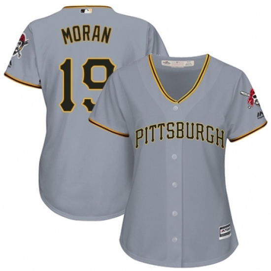 Women's Majestic Pittsburgh Pirates #19 Colin Moran Authentic Grey Road Cool Base MLB Jersey - Ujersey