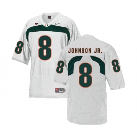 Miami Hurricanes 8 Duke Johnson White College Football Jersey - Ujersey