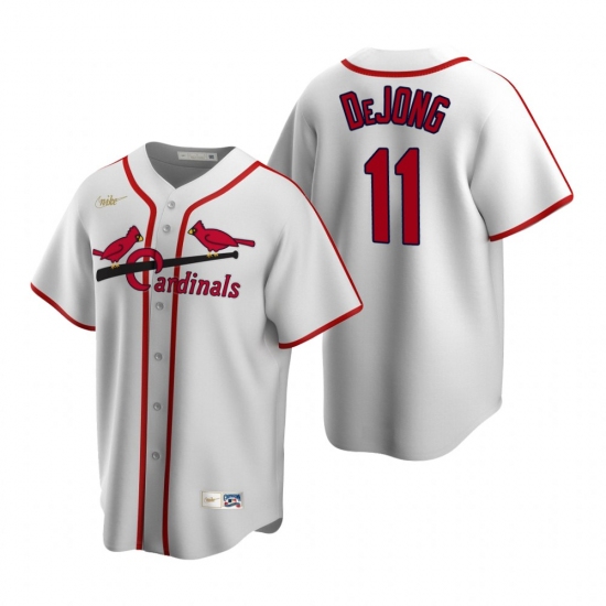 Men's Nike St. Louis Cardinals #11 Paul DeJong White Cooperstown Collection Home Stitched Baseball Jersey - Ujersey