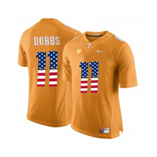 Tennessee Volunteers 11 Joshua Dobbs Orange USA Flag College Football Jersey - Ujersey