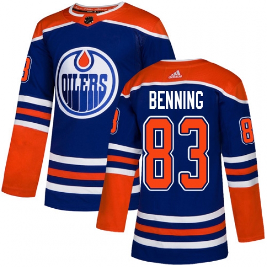 Youth Adidas Edmonton Oilers #83 Matt Benning Authentic Royal Blue Alternate NHL Jersey - Ujersey
