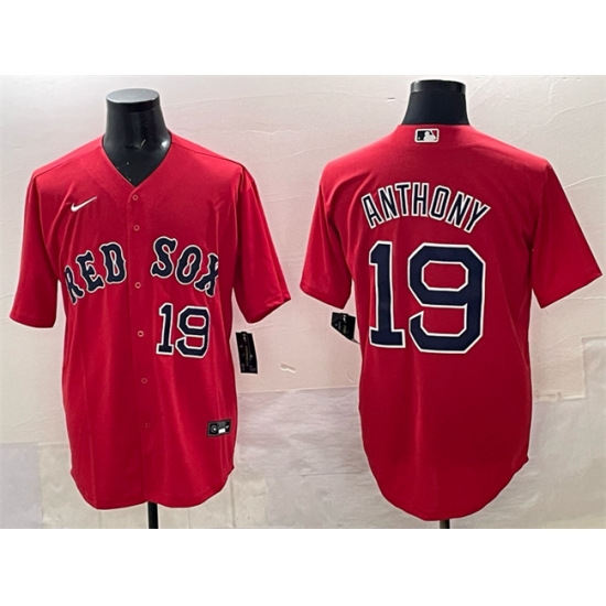 Men's Boston Red Sox #19 Roman Anthony Red Cool Base Stitched Baseball Jersey - Ujersey