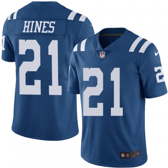 Men's Nike Indianapolis Colts #21 Nyheim Hines Limited Royal Blue Rush Vapor Untouchable NFL Jersey - Ujersey
