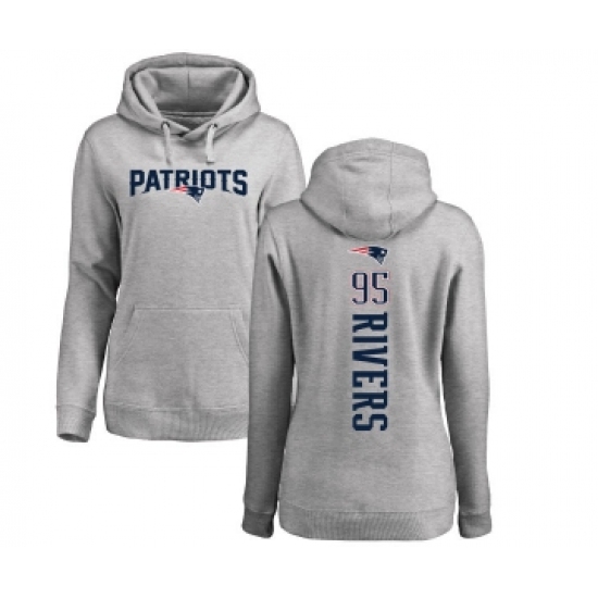 Football Women's New England Patriots #95 Derek Rivers Ash Backer Pullover Hoodie - Ujersey