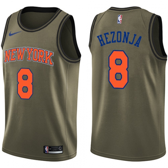 Youth Nike New York Knicks #8 Mario Hezonja Swingman Green Salute to Service NBA Jersey - Ujersey