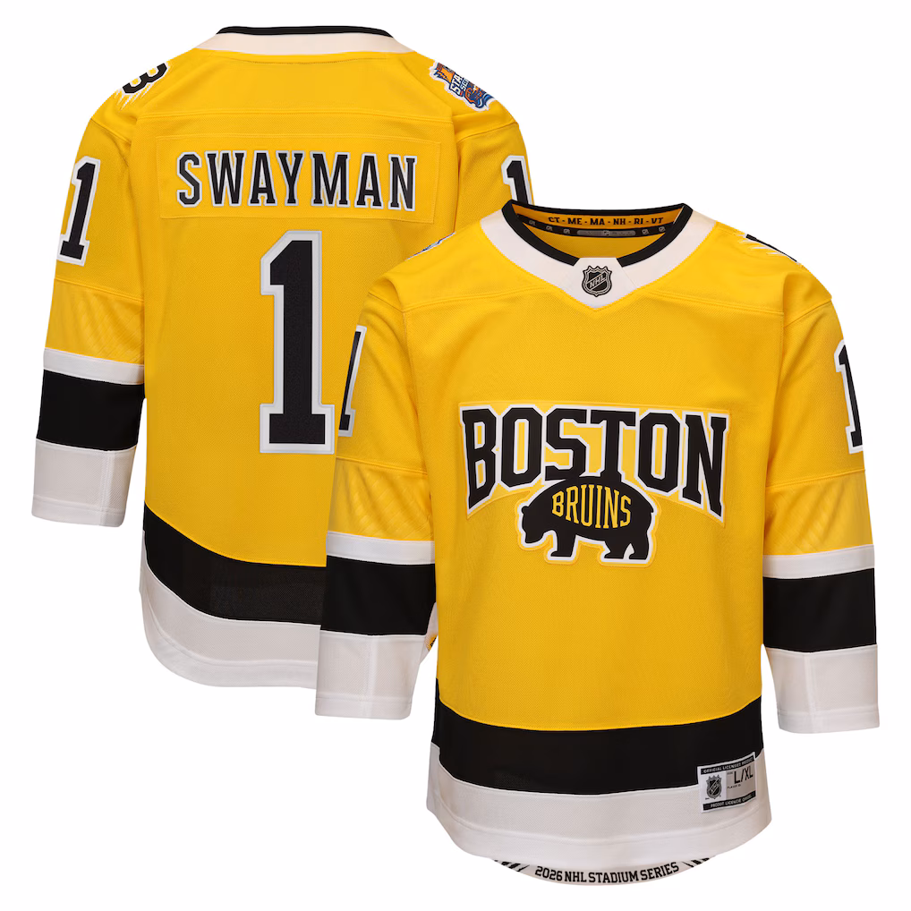 Youth Boston Bruins Jeremy Swayman Outerstuff Gold 2026 NHL Stadium Series Premier Jersey - SUjersey01