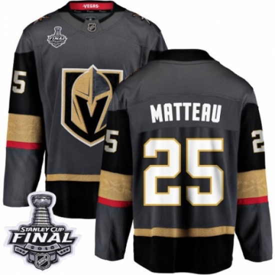 Men's Vegas Golden Knights #25 Stefan Matteau Authentic Black Home Fanatics Branded Breakaway 2018 Stanley Cup Final NHL Jersey - Ujersey