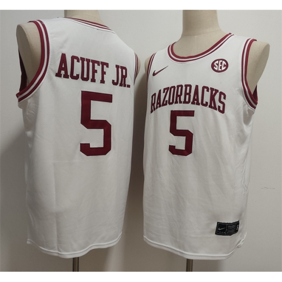 Men's Arkansas Razorbacks #5 Darius Acuff Jr. White Stitched Football Jersey - Ujersey