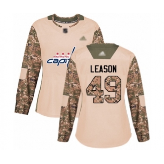 Women's Washington Capitals #49 Brett Leason Authentic Camo Veterans Day Practice Hockey Jersey - Ujersey