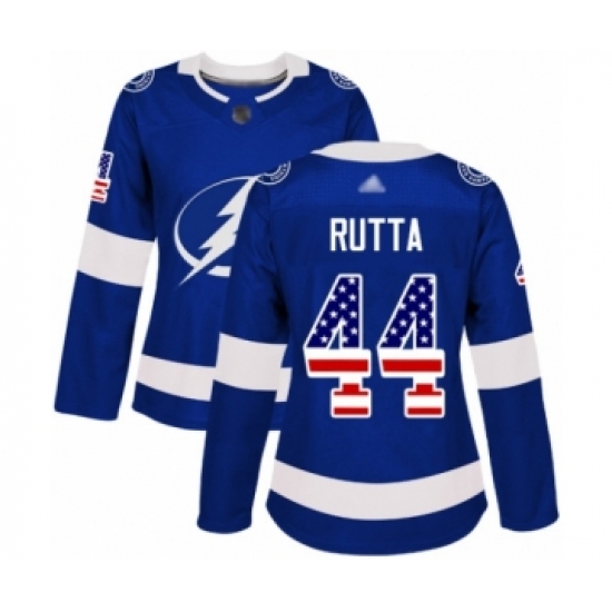 Women's Tampa Bay Lightning #44 Jan Rutta Authentic Blue USA Flag Fashion Hockey Jersey - Ujersey