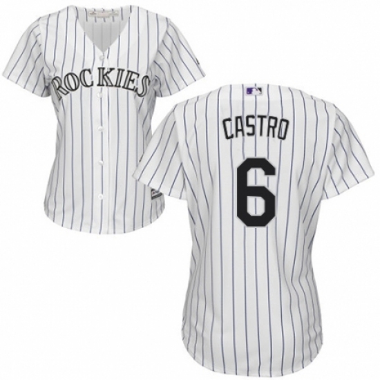 Women's Majestic Colorado Rockies #6 Daniel Castro Authentic White Home Cool Base MLB Jersey - Ujersey