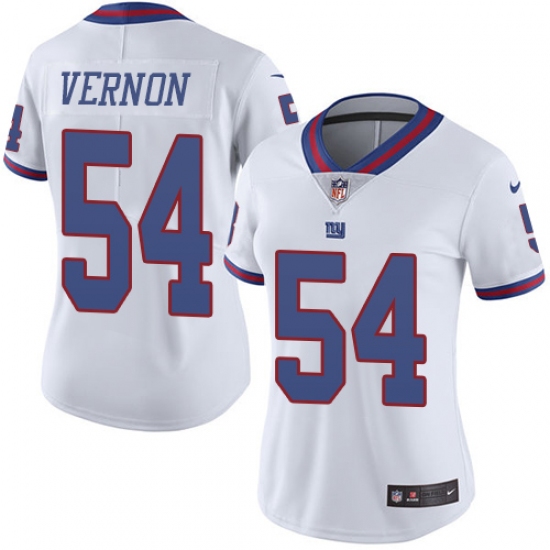 Women's Nike New York Giants #54 Olivier Vernon Limited White Rush Vapor Untouchable NFL Jersey - Ujersey