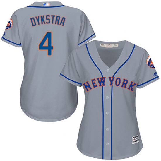 Women's Majestic New York Mets #4 Lenny Dykstra Authentic Grey Road Cool Base MLB Jersey - Ujersey