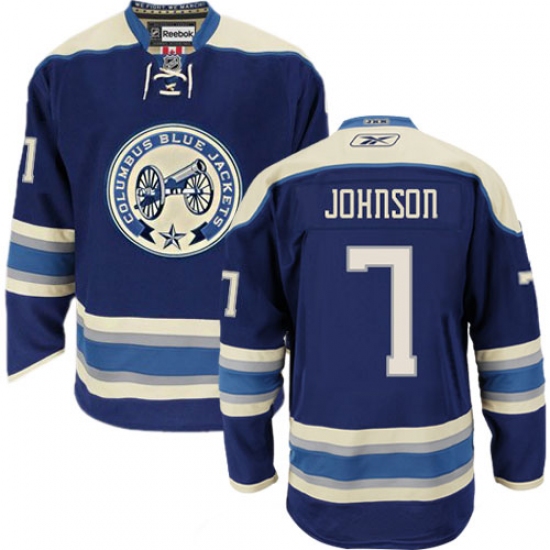 Youth Reebok Columbus Blue Jackets #7 Jack Johnson Premier Navy Blue Third NHL Jersey - Ujersey