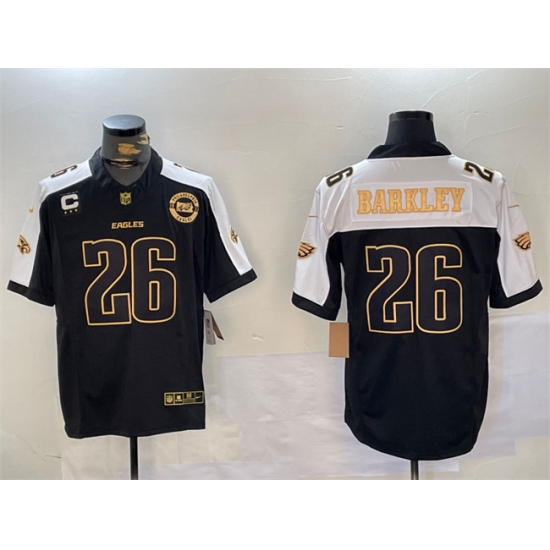 Men's Philadelphia Eagles #26 Saquon Barkley Black Gold 2024 New F.U.S.E. With 3-Star C Stitched Football Jersey - Ujersey