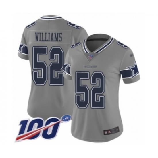 Women's Dallas Cowboys #52 Connor Williams Limited Gray Inverted Legend 100th Season Football Jersey - Ujersey