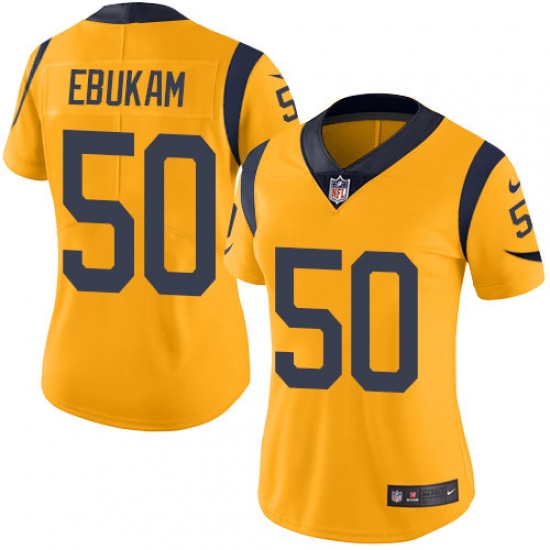 Women's Nike Los Angeles Rams #50 Samson Ebukam Limited Gold Rush Vapor Untouchable NFL Jersey - Ujersey