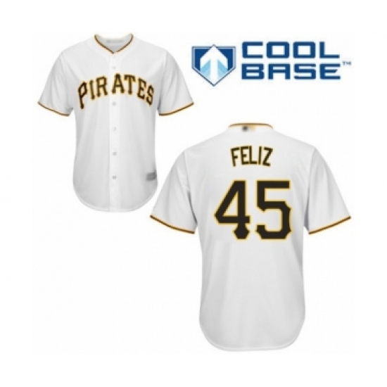 Youth Pittsburgh Pirates #45 Michael Feliz Authentic White Home Cool Base Baseball Player Jersey - Ujersey