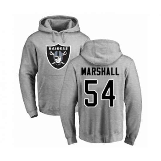 Football Oakland Raiders #54 Brandon Marshall Ash Name & Number Logo Pullover Hoodie - Ujersey