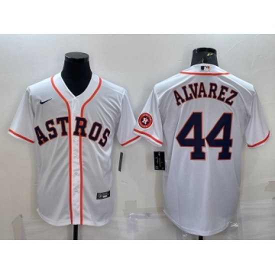 Men's Houston Astros #44 Yordan Alvarez White With Patch Stitched MLB Cool Base Nike Jersey - Ujersey