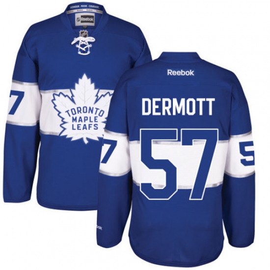 Men's Reebok Toronto Maple Leafs #57 Travis Dermott Authentic Royal Blue 2017 Centennial Classic NHL Jersey - Ujersey