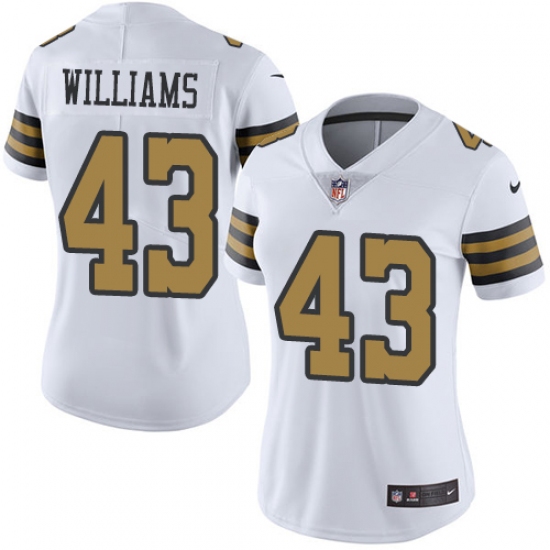 Women's Nike New Orleans Saints #43 Marcus Williams Limited White Rush Vapor Untouchable NFL Jersey - Ujersey