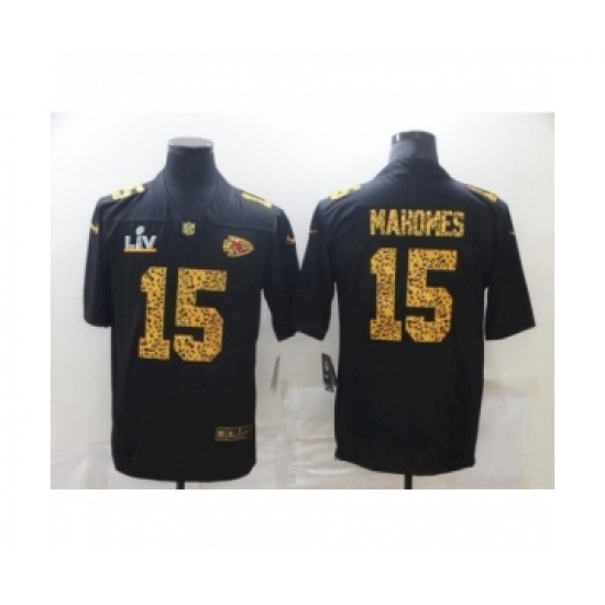 Men's  Kansas City Chiefs #15  Patrick Mahomes Black Leopard Super Bowl LV Jersey - Ujersey