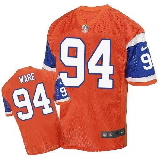 Men's Nike Denver Broncos #94 DeMarcus Ware Elite Orange Throwback NFL Jersey - Ujersey