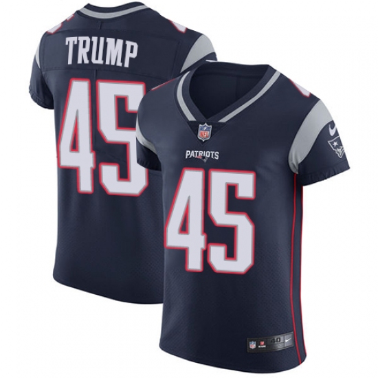 Men's Nike New England Patriots #45 Donald Trump Navy Blue Team Color Vapor Untouchable Elite Player NFL Jersey - Ujersey