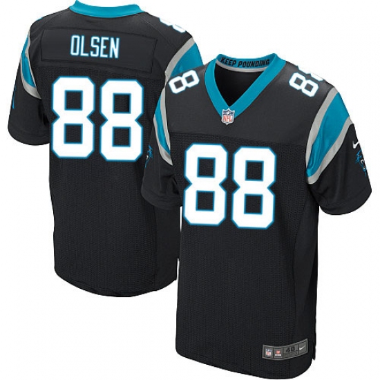 Men's Nike Carolina Panthers #88 Greg Olsen Elite Black Team Color NFL Jersey - Ujersey