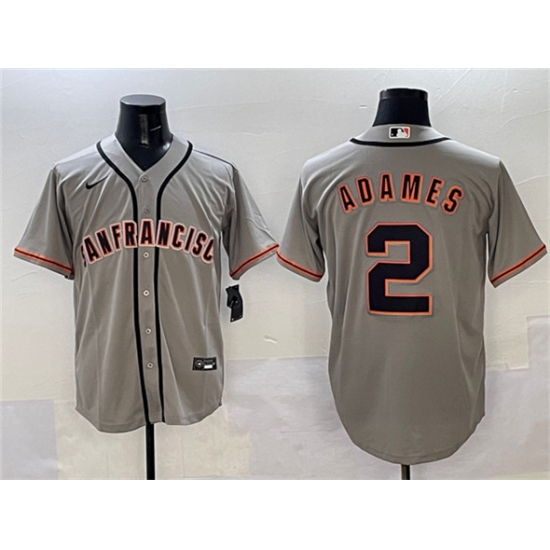 Men's San Francisco Giants #2 Willy Adames Gray Cool Base Stitched Baseball Jersey