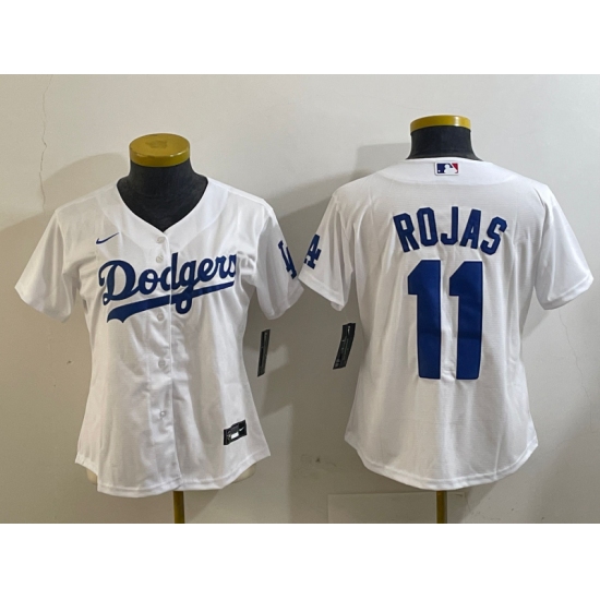 Women's Los Angeles Dodgers #11 Miguel Rojas White Cool Base Stitched Jersey - Ujersey