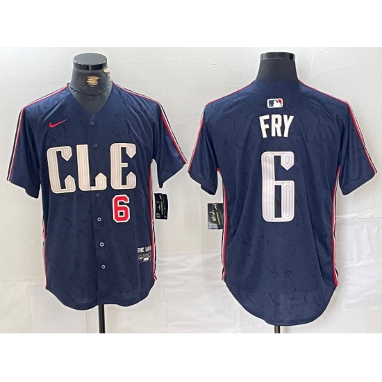 Men's Cleveland Guardians #6 David Fry Number Navy 2024 City Connect Limited Stitched Jersey - Ujersey