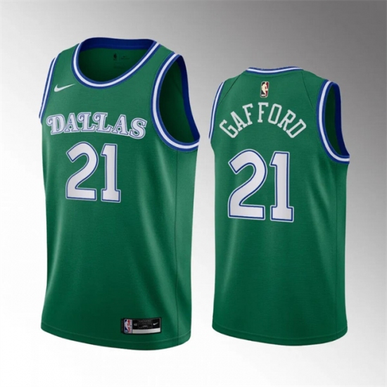 Men's Dallas Mavericks #21 Daniel Gafford Green Classic Edition Stitched Basketball Jersey - Ujersey