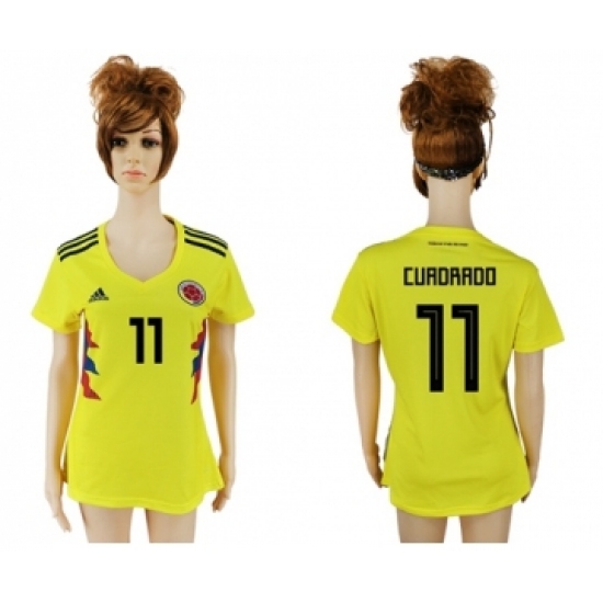Women's Colombia #11 Cuadrado Home Soccer Country Jersey