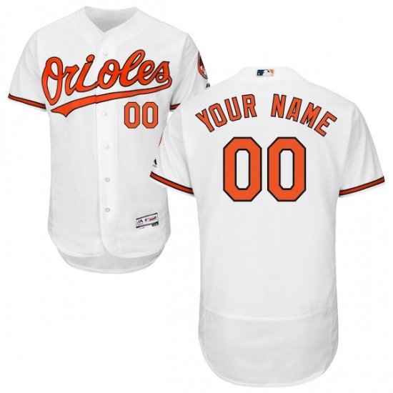 Men's Baltimore Orioles Majestic Home White Flex Base Authentic Collection Custom Jersey - Ujersey