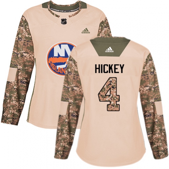 Women's Adidas New York Islanders #4 Thomas Hickey Authentic Camo Veterans Day Practice NHL Jersey - Ujersey