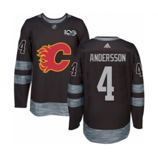 Men's Adidas Calgary Flames #4 Rasmus Andersson Authentic Black 1917-2017 100th Anniversary NHL Jersey - Ujersey