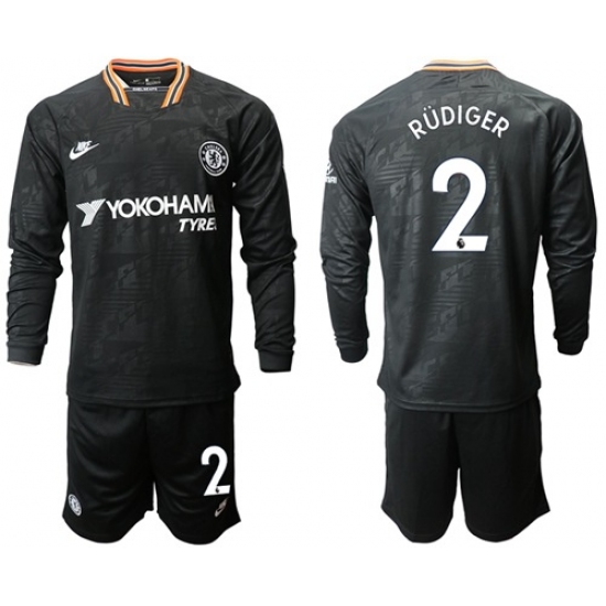 Chelsea #2 Rudiger Third Long Sleeves Soccer Club Jersey