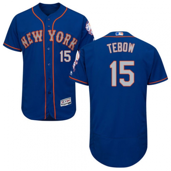 Men's Majestic New York Mets #15 Tim Tebow Royal/Gray Flexbase Authentic Collection MLB Jersey - Ujersey