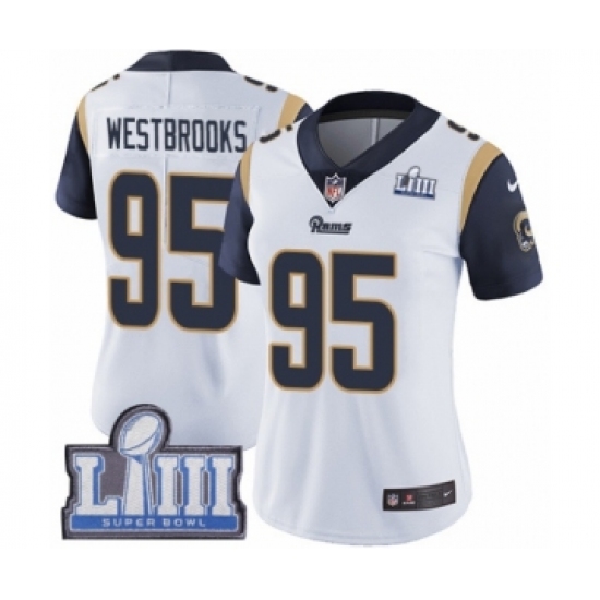 Women's Nike Los Angeles Rams #95 Ethan Westbrooks White Vapor Untouchable Limited Player Super Bowl LIII Bound NFL Jersey - Ujersey